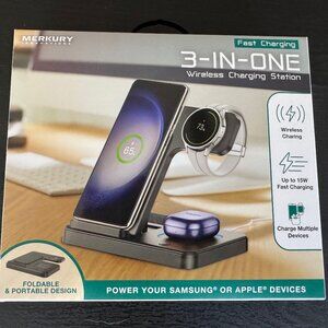NIB NEW Merkury Innovation 3-in-1 Wireless Charging Station Apple iPhone Samsung